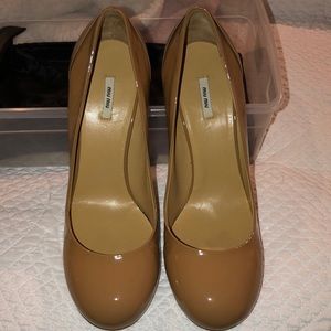 Miu Miu tan patent leather. Like new